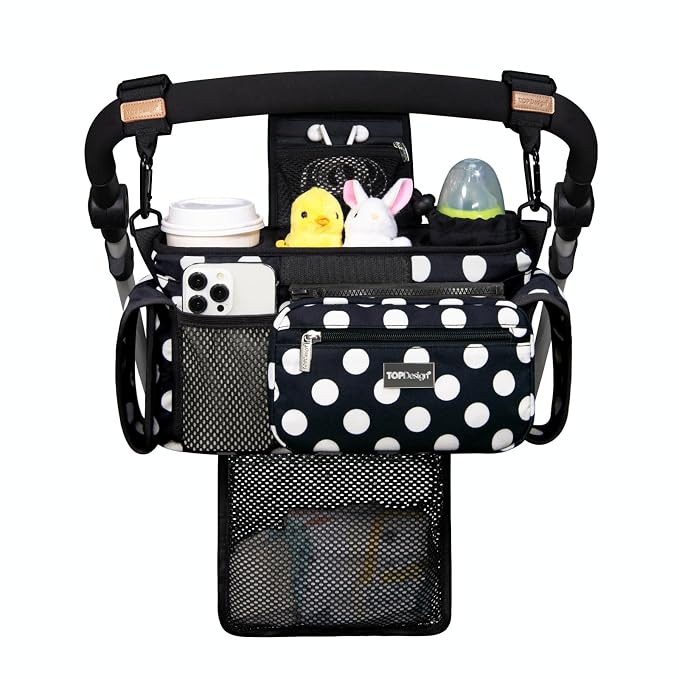 TOPDesign Universal Baby Stroller Organizer, Stroller Caddy with Detachable Mesh Bag & Heightened... | Amazon (US)