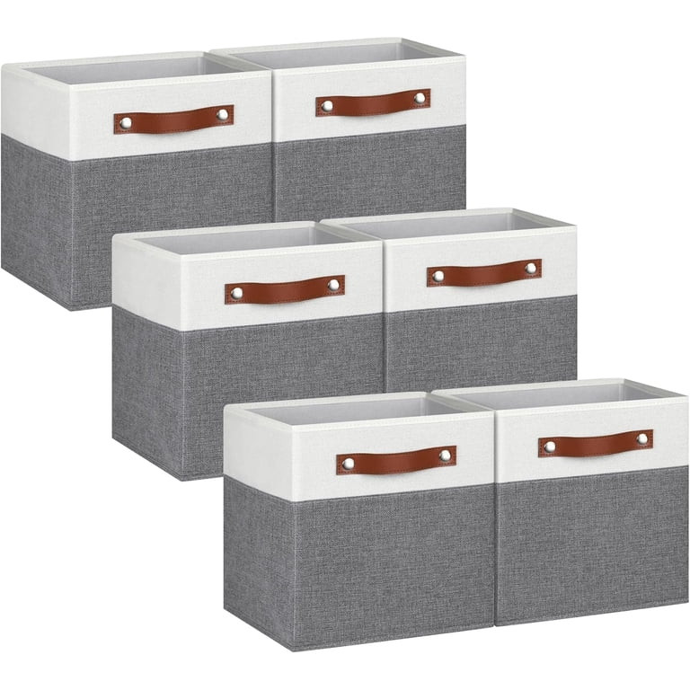 Pomatree 13x13 Storage Cubes - 6 Pack - Linen Fabric 13 Inch Cube Storage Bins | Walmart (US)