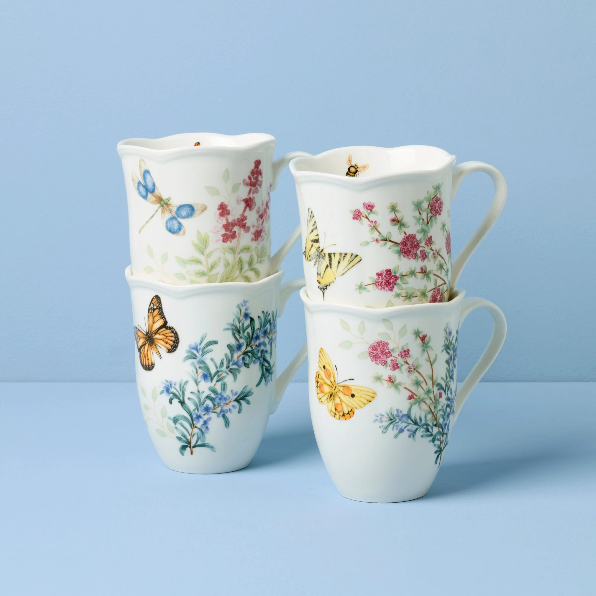 Butterfly Meadow Herbs Mugs, Set of 4 | Lenox