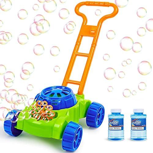 Sloosh Bubble Lawn Mower Machine for Kids，Automatic Bubble Mower with Bubble Solutions, Push Toys fo | Amazon (US)
