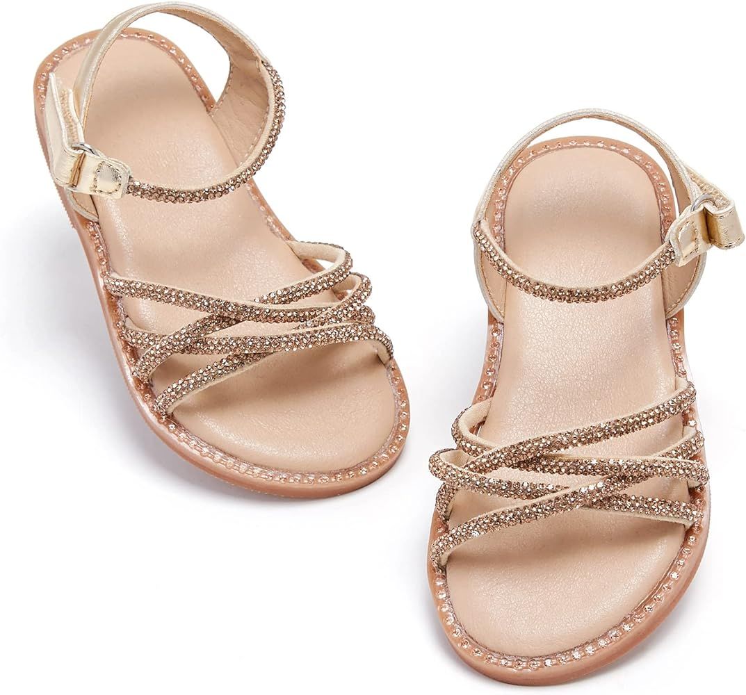 PHIRAMIN Toddler Flower Girl Sandals - Girl Summer Dress Shoes Toddler Little Kid Wedding Party | Amazon (US)