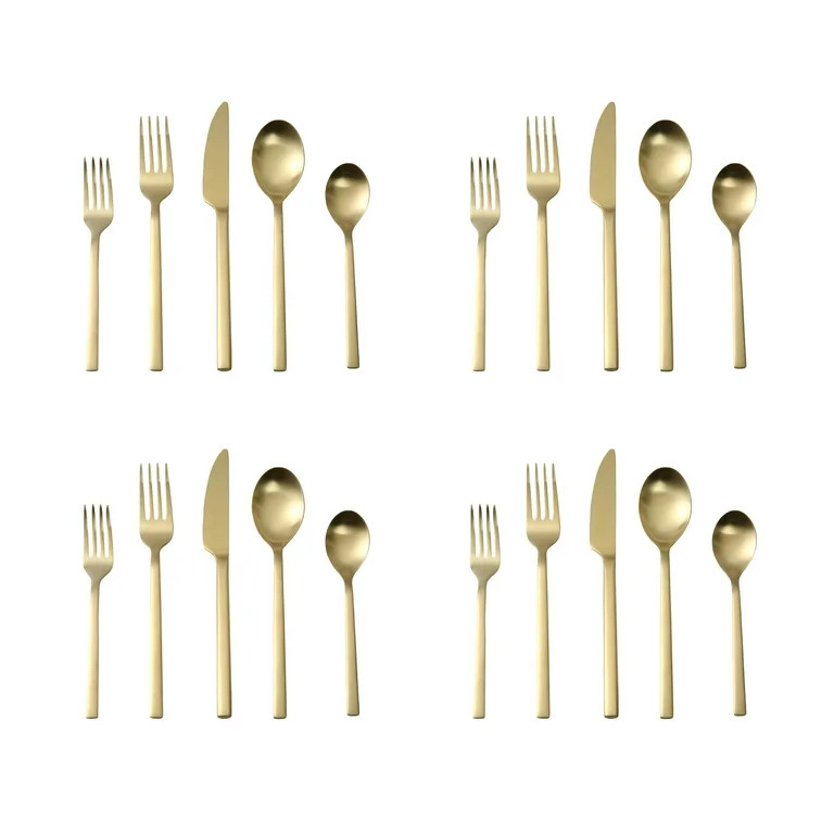 Better Homes & Gardens Holden Stainless Steel 20 Piece Flatware Set Gold - Walmart.com | Walmart (US)