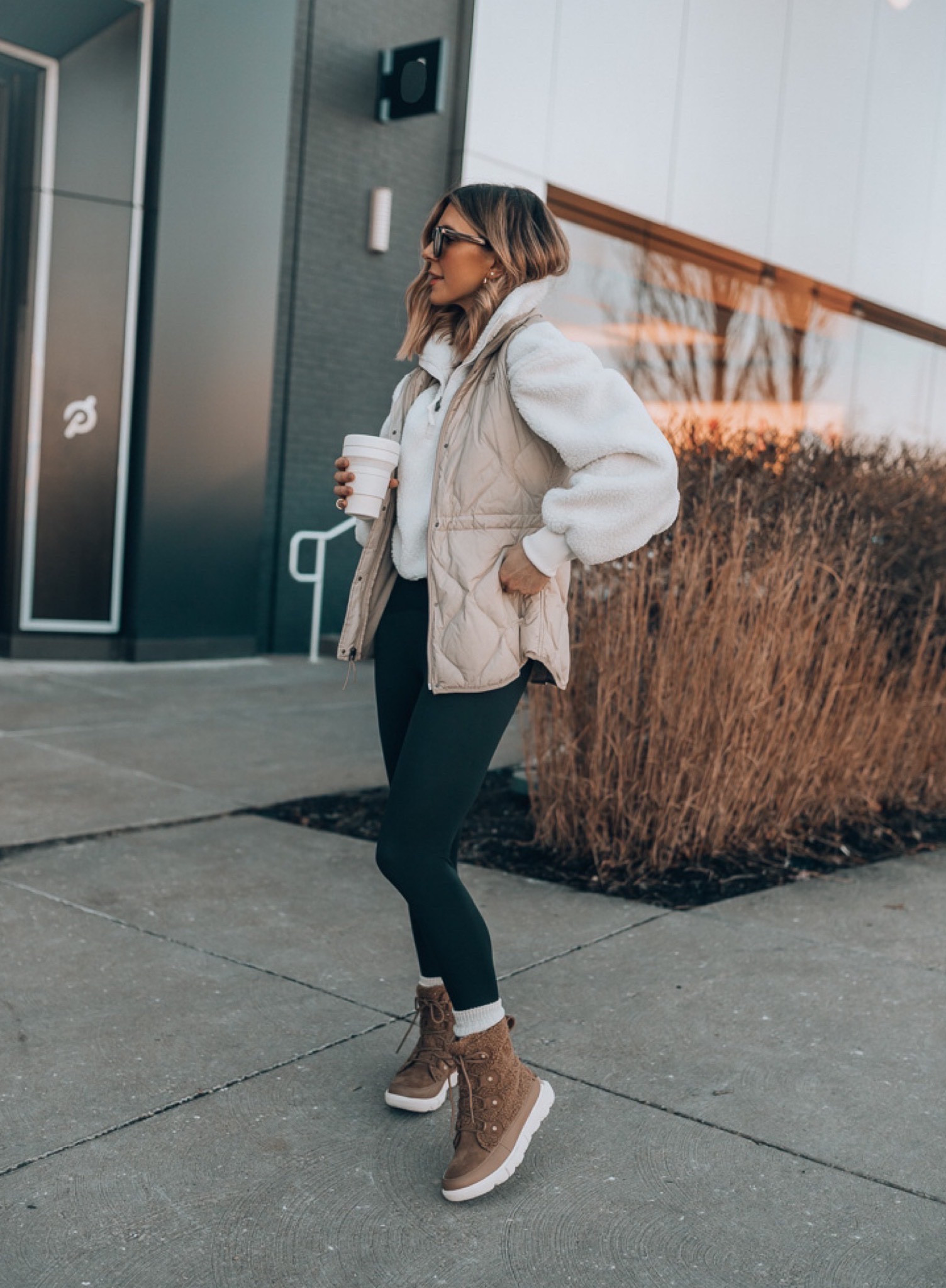 Puffer vest on sale! Wearing size small
Fleece half zip wearing size small 