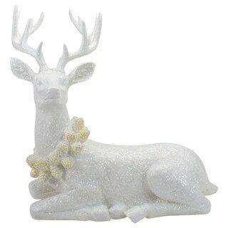Melrose 14  Frosted White Laying Reindeer Christmas Figure | Kroger