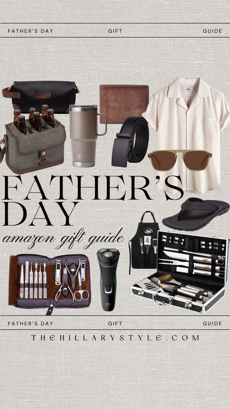 AMAZON Father’s Day Gift Guide: linen shirt, sandals, nail clipping kit, men’s razor, grill set, travel cup, wallet, toiletry bag, beer cooler.

#LTKMens #LTKGiftGuide #LTKSeasonal