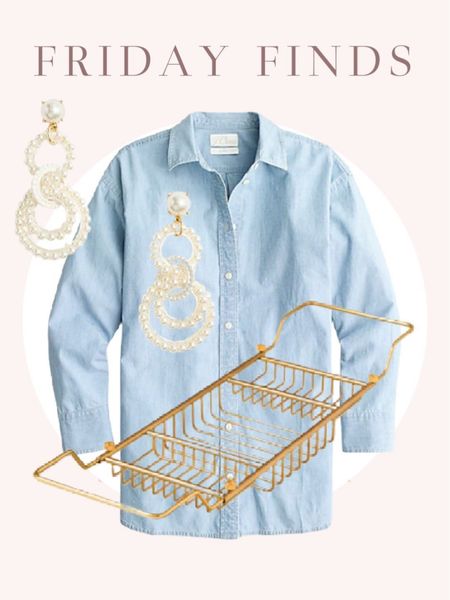 The best relaxed chambray shirt, a handy gold bath caddy, and a cute pair of earrings!

#LTKhome #LTKSeasonal