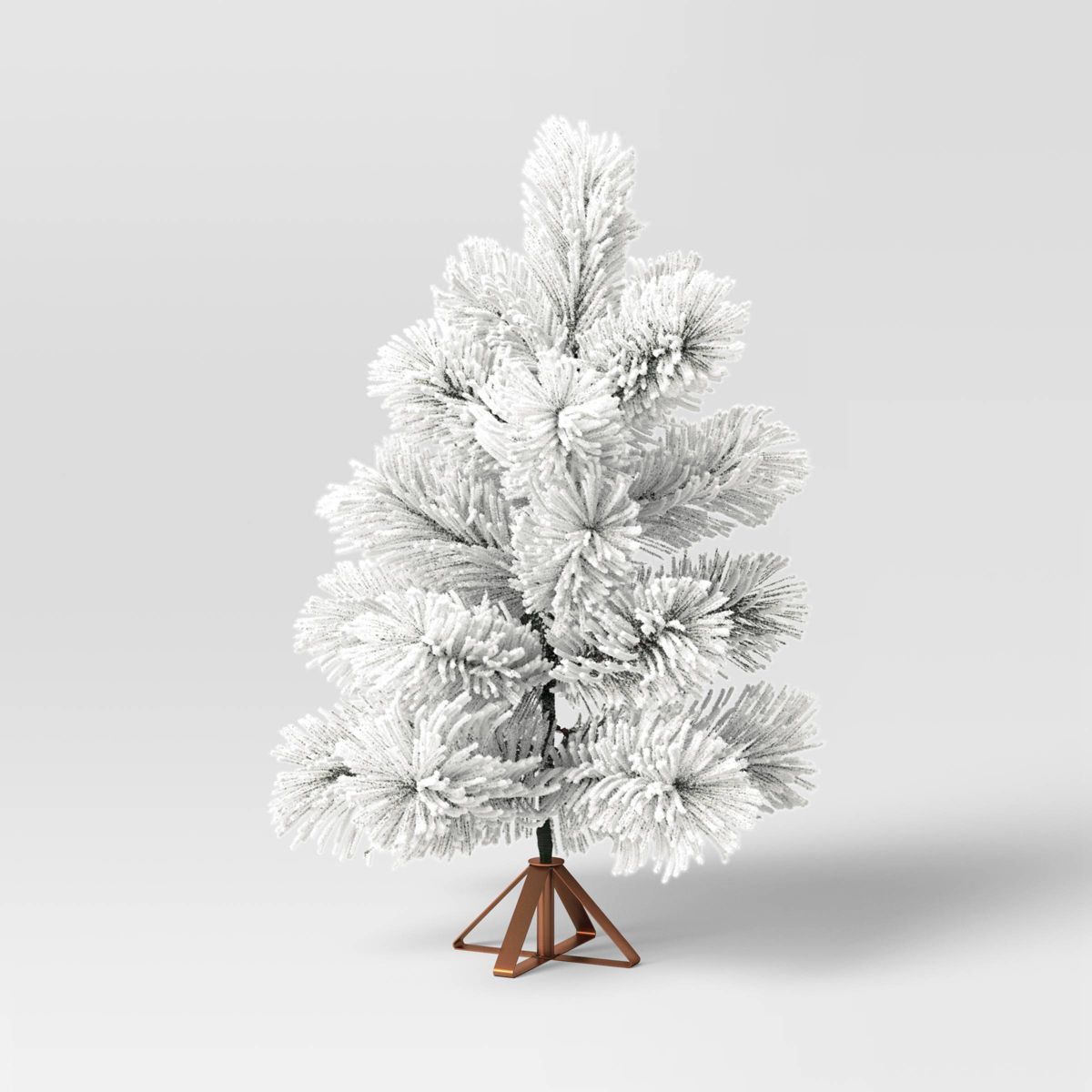 22" Flocked Mini Artificial Christmas Tree with Metal Base White/Gold - Wondershop™ | Target