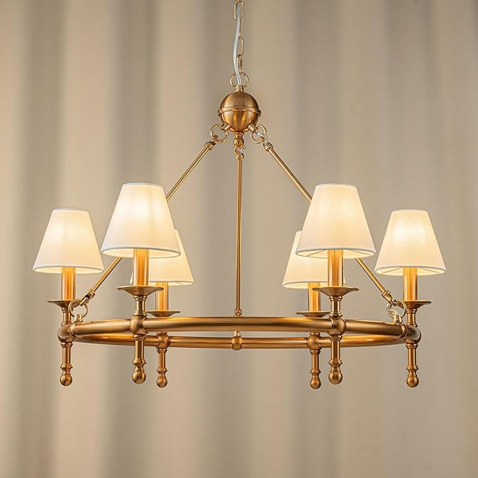 ALOADECOR 6 Lights W34 Vintage Copper and White Pleated Fabric Chandeliers for Dining Room Mid Ce... | Amazon (US)