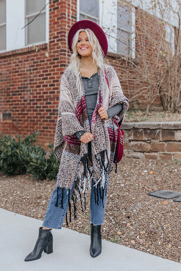 Frozen Lake Ultra Soft Poncho In Iced Latte | Impressions Online Boutique