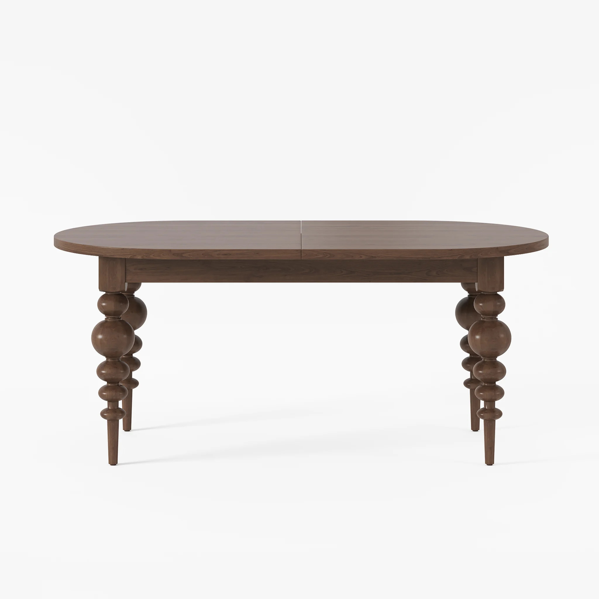 Oval Dining Table Extendable with Turned Legs for 4-8 Person Antique Walnut｜Homary | Homary
