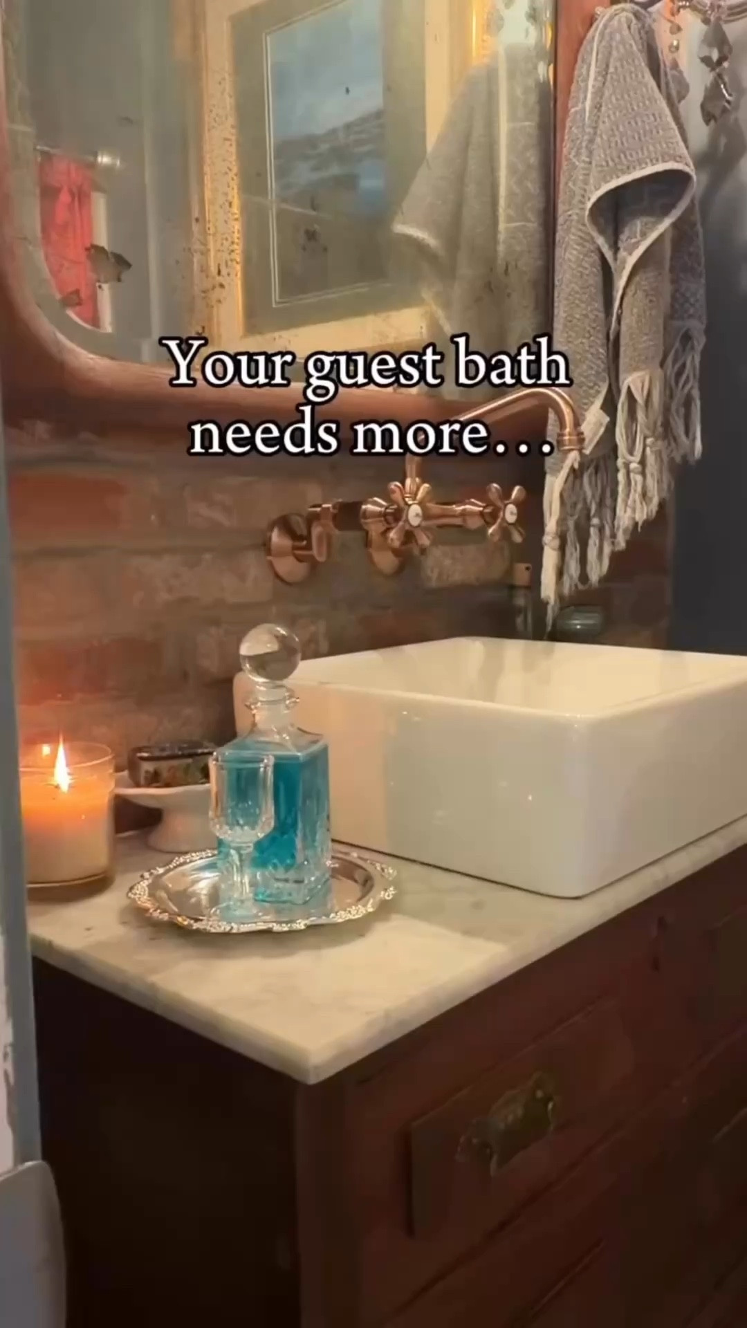 A decanter repurposed as a mouthwash glass that adds an unexpected touch of elegance to your routine. Functional yet playful, it turns an everyday habit into something a little more elevated and fun. 

#BathroomDetails #UnexpectedDecor #EverydayElevated #TimelessStyle #HomeDecor #DesignDetails #callsigndesign