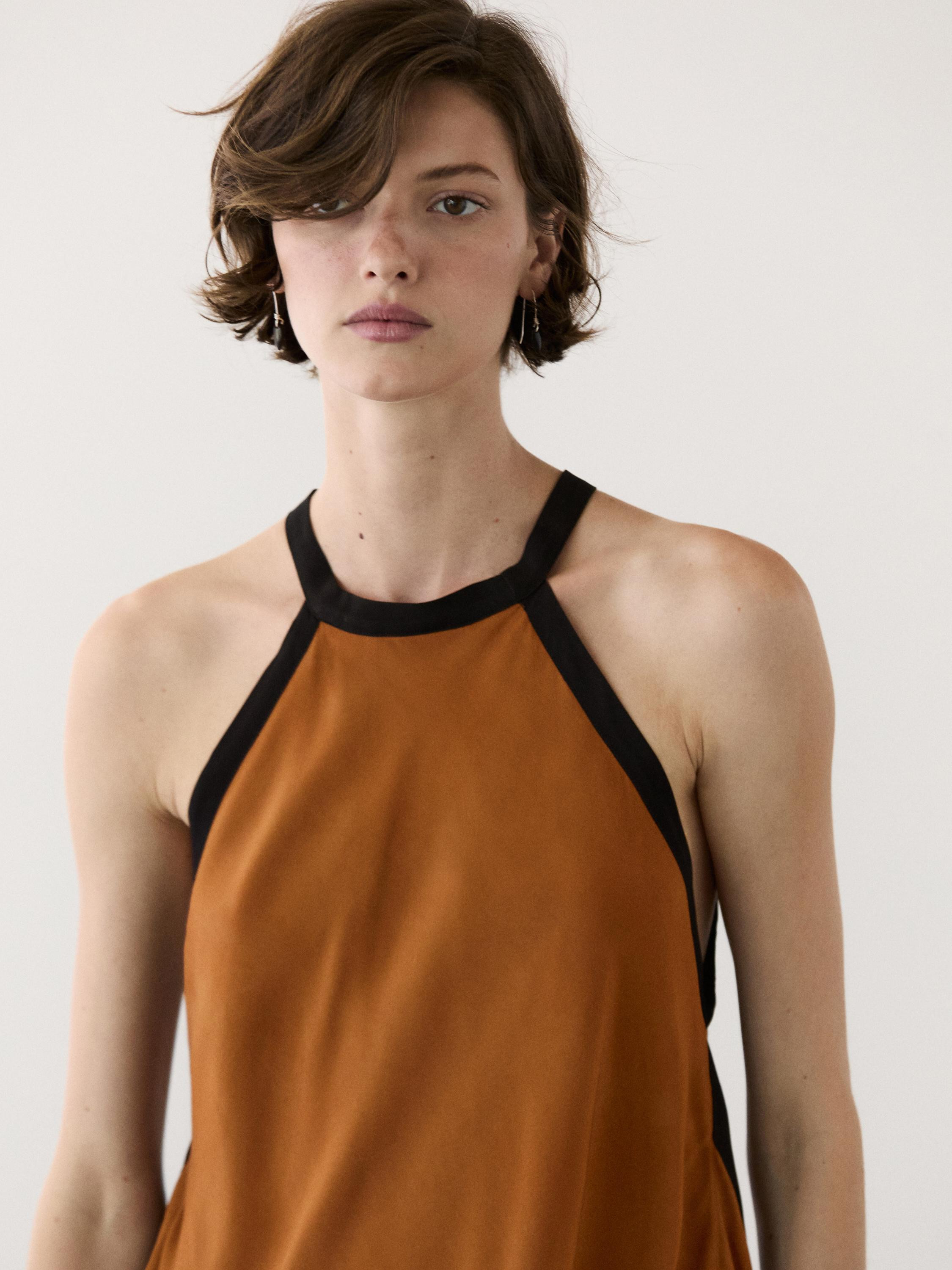 Midi dress with contrast layers | Massimo Dutti UK