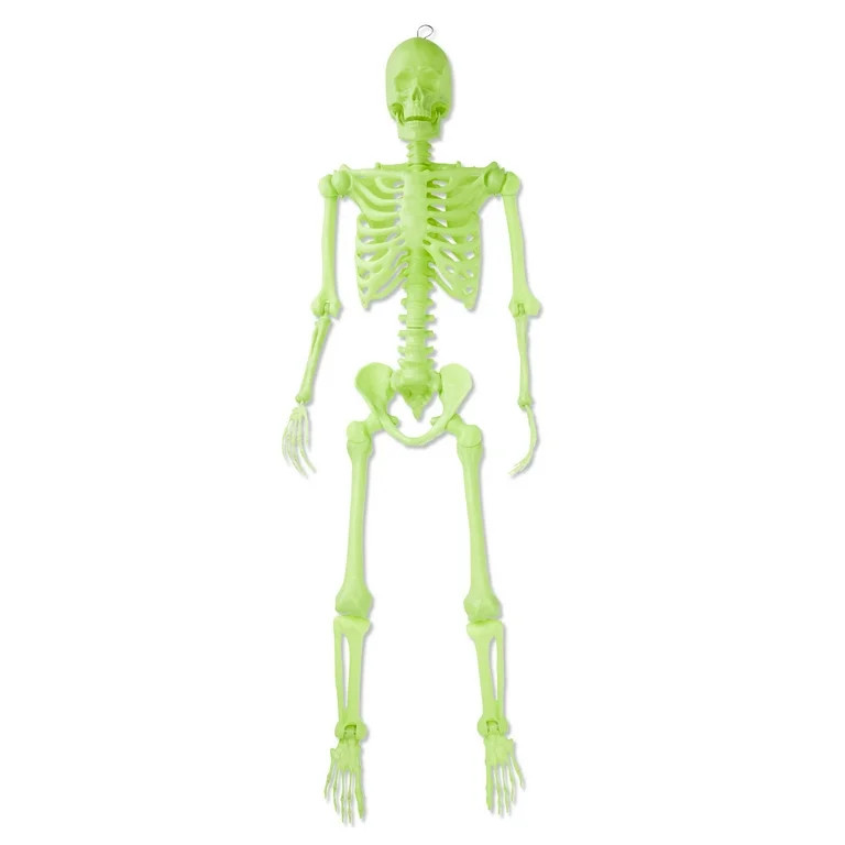 5ft Glow-in-the-Dark Hanging Posable Skeleton Decoration, Halloween Outdoor Decor, by Way To Cele... | Walmart (US)