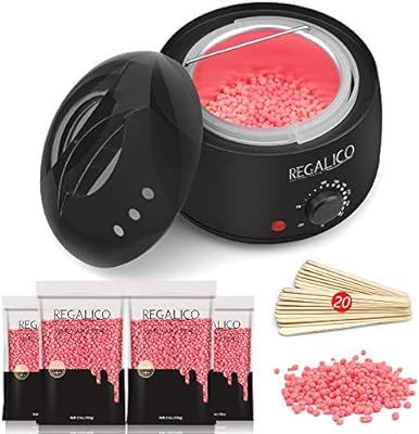 Waxing Kit for Women, Regalico Wax Warmer with 4 Bags Painless Hard Wax Beans Hair Removal Kit (3... | Amazon (US)