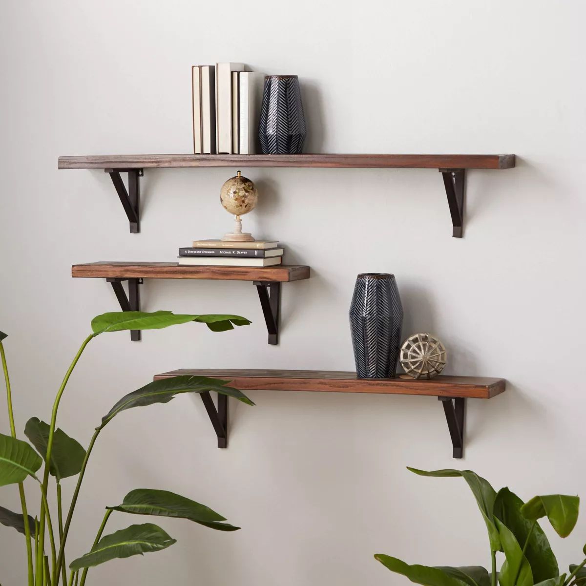 Set of 3 Wood 3 Wall Shelves Brown - Olivia & May | Target