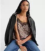 Leopard Print Lace Trim Satin Cami | LOFT