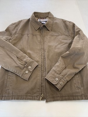 Columbia Men’s Large Quilt Lined Chore Coat Brown Full Zip Metal Buttons | eBay US