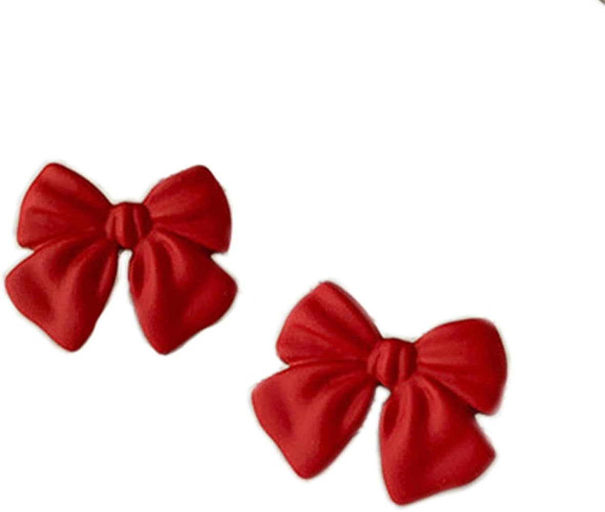 Artist Bow Tie Ribbon Stud Earrings for Women Red Black Daily Bow Earring Jewelry | Amazon (US)