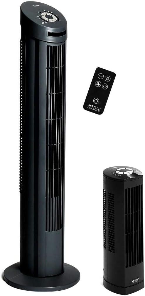 Seville Classics UltraSlimline 40 in. & 17 in. Combo Pack Tower Fan, Black | Amazon (US)