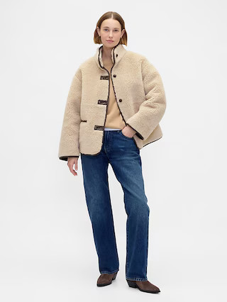 Recycled Sherpa & Vegan Leather-Trim Jacket | Gap (US)