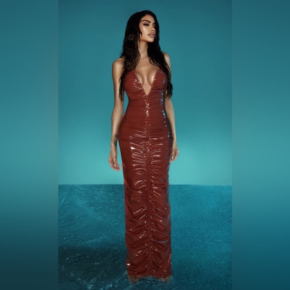 'RENDEZVOUS' RUCHED VEGAN LEATHER GOWN - Morgan Osman L’animal | Poshmark