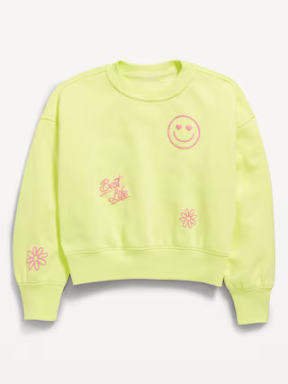 Favorite Fleece Oversized Graphic Sweatshirt for Girls | Old Navy (US)
