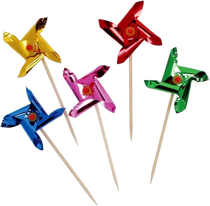 Multicolor Pinwheel Picks (4") 12 Count, Eye-Catching & Unique Design Table Display For Birthdays... | Amazon (US)