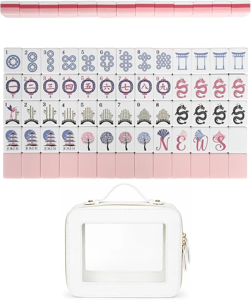 Sweet Jojo Designs Pagoda Pink Mahjong Tile Set Cute, Pretty Mah Jongg Sets American, 160 1.24in.... | Amazon (US)