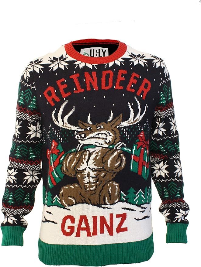 Ugly Christmas Party Classic Knitted Ugly Christmas Sweater for Men and Women - Funny Reindeer Sw... | Amazon (US)