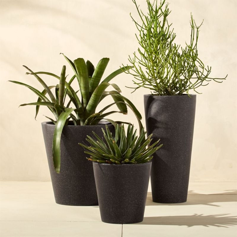 Shore Polyterrazzo Black Indoor/Outdoor Modern Stone Planters | CB2 | CB2