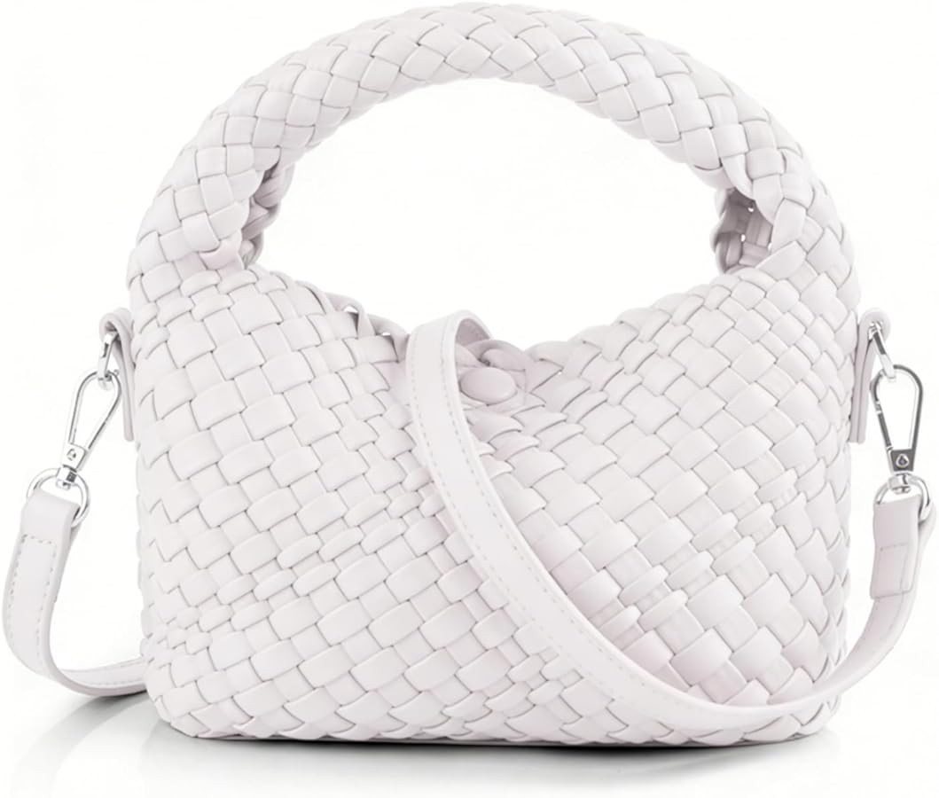 Woven Crossbody Bag Small Tote Cute Purse for Women,Top Handle Handbag Pu Leather Shoulderbag wit... | Amazon (US)
