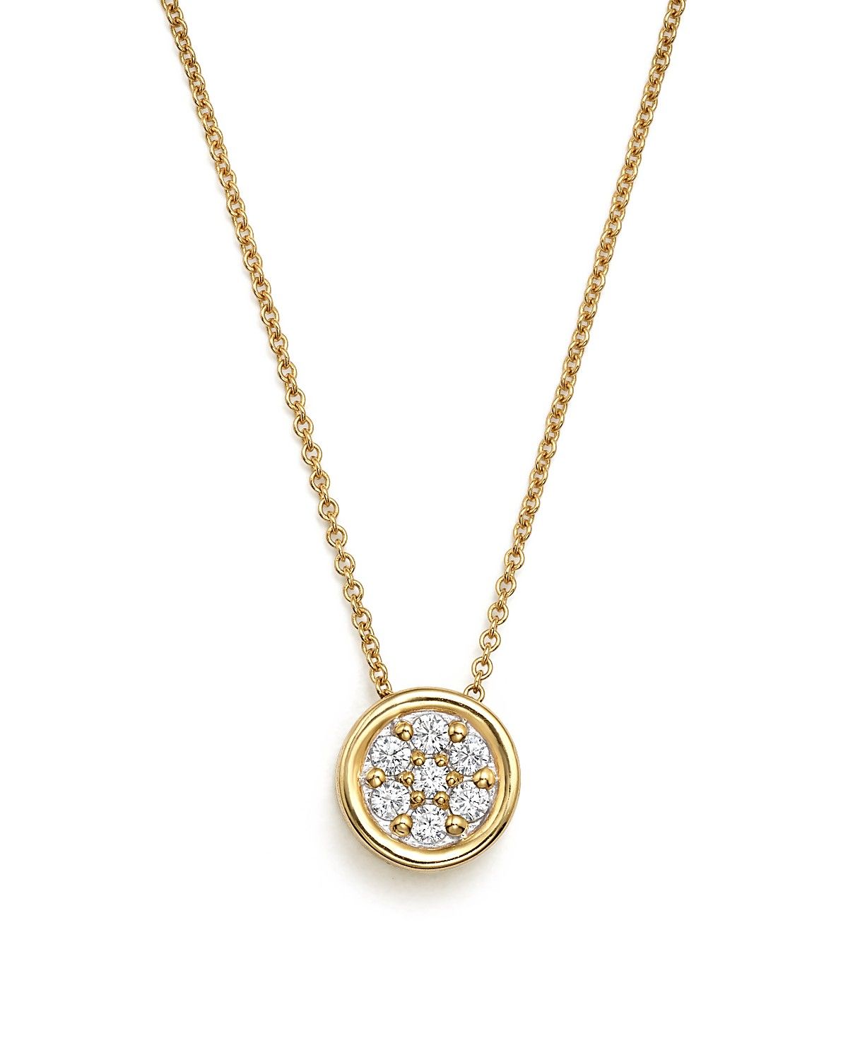 Bloomingdale's Diamond Bezel Set Cluster Small Pendant Necklace in 14K Yellow Gold, .10 ct. t.w. - 1 | Bloomingdale's (US)