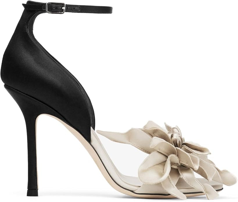 Women's Round Toe Stiletto Heels Flower Sandals Ankle Strap High Heels Dress Party Wedding Shoes | Amazon (US)