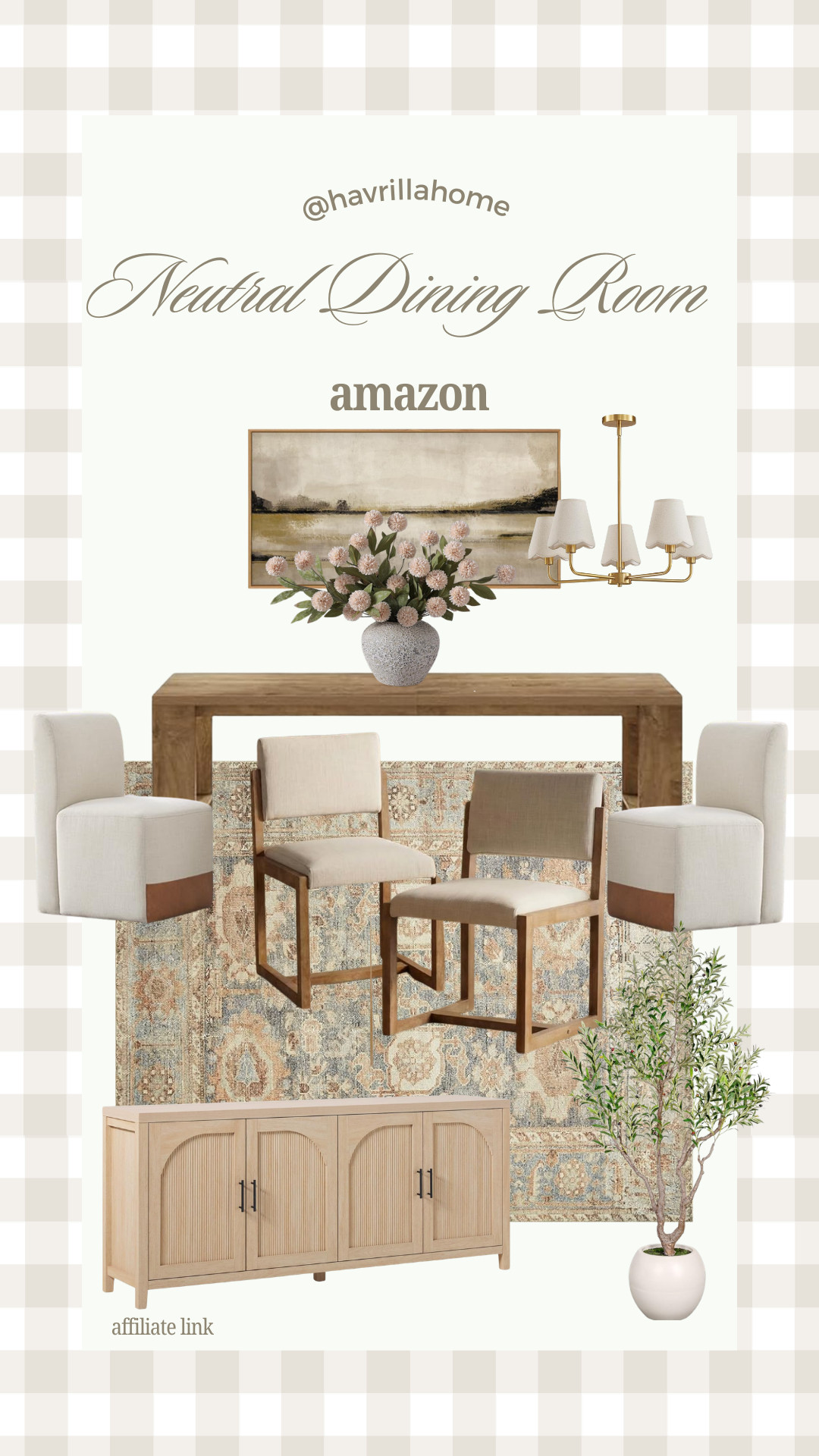 Amazon neutral dining room decor, amazon dining room furniture, wood dining table, upholstered dining chairs, modern brass chandelier, large neutral area rug, framed landscape wall art, wooden sideboard cabinet, faux olive tree decor, organic modern dining room, beige dining room ideas, affordable dining room finds, layered neutral home decor 

 

#LTKHome