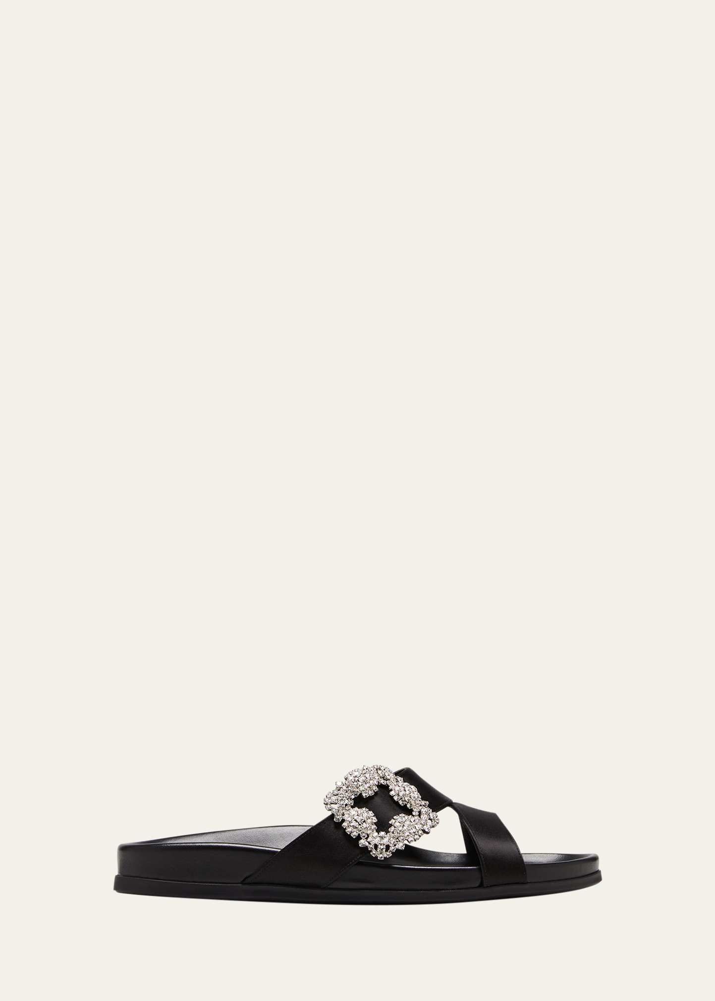 Manolo Blahnik Chilanghi Crystal Buckle Slide Sandals | Bergdorf Goodman