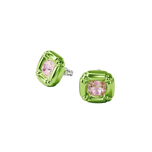SWAROVSKI Dulcis Pierced Stud Earrings, Pink Precision-Cut Crystals on Glossy Bright Green Setting, Part of the Swarovski Dulcis Collection | Amazon (US)