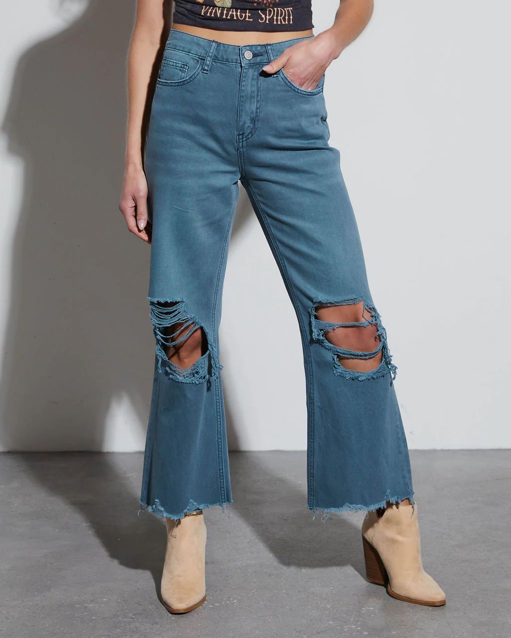 Sammy Distressed Wide Leg Jeans | VICI Collection