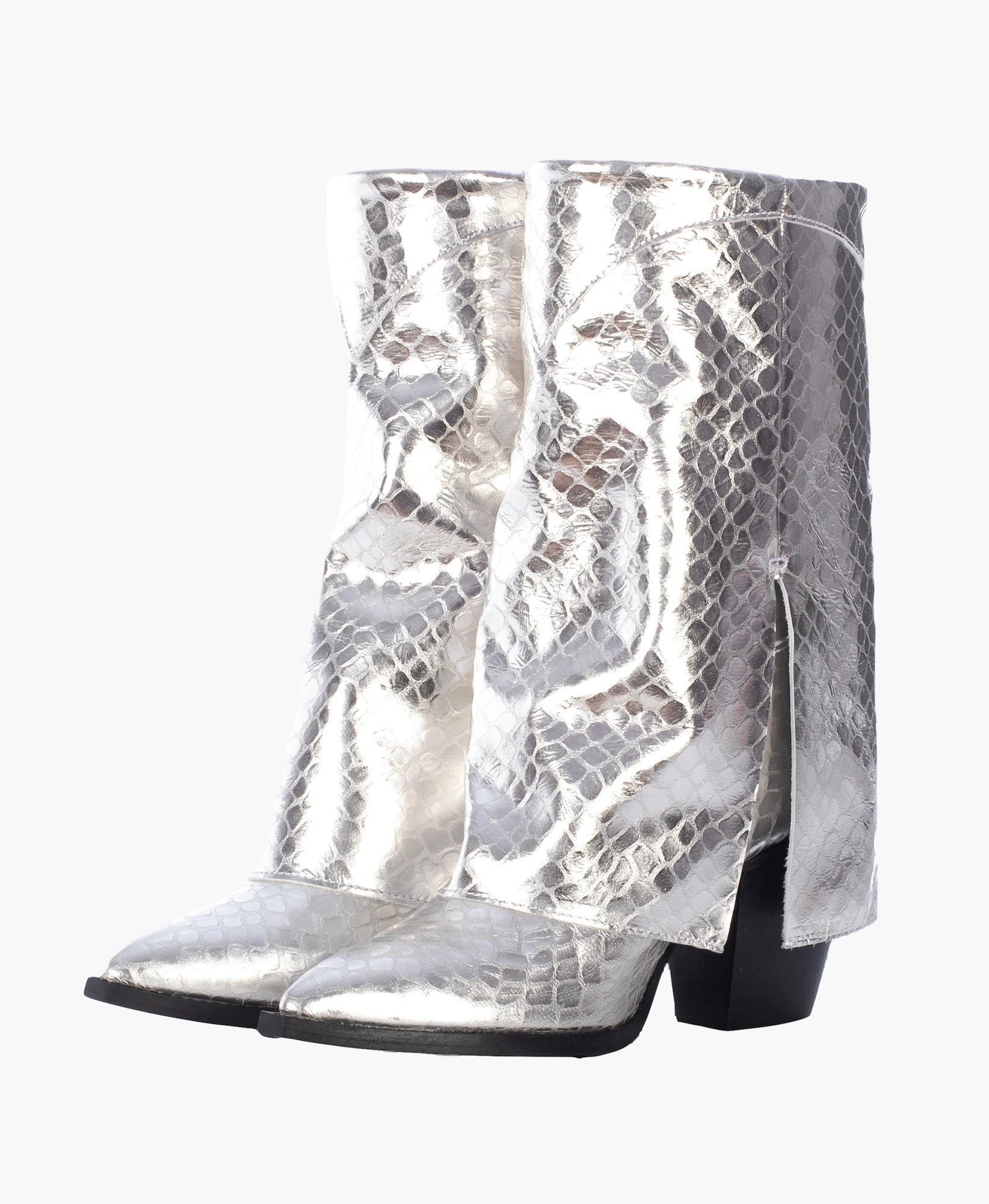 Vegas Silver Textured Boots | Seezona