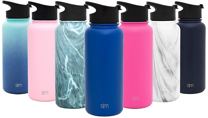 Simple Modern Summit Water Bottle + Extra Lid - Wide Mouth Vacuum Insulated 18/8 Stainless Steel ... | Amazon (US)