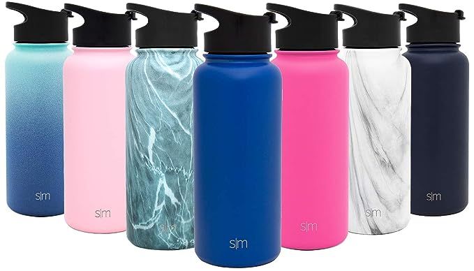 Simple Modern Summit Water Bottle + Extra Lid - Wide Mouth Vacuum Insulated 18/8 Stainless Steel ... | Amazon (US)