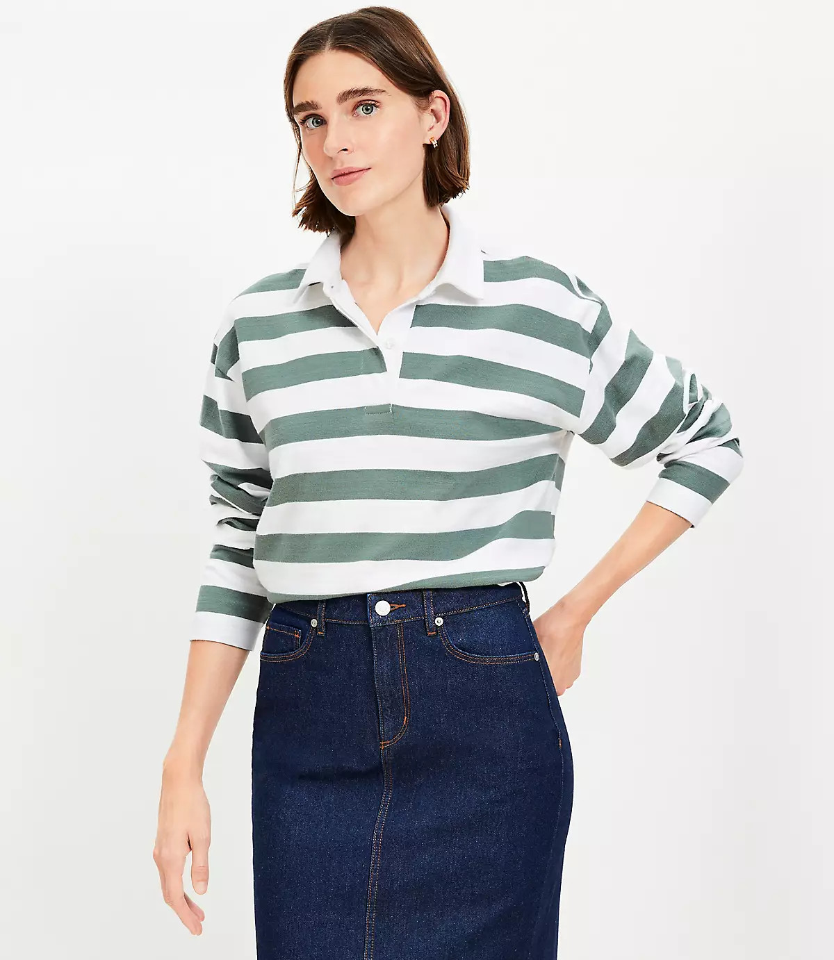 Rugby Stripe Polo Top | LOFT