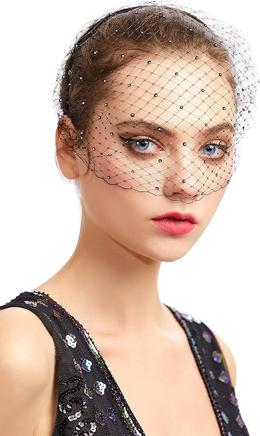 BABEYOND 1920s Flapper Fascinator Mesh Veil Headband Bridal Wedding Tea Party Fascinator Veil for... | Amazon (US)