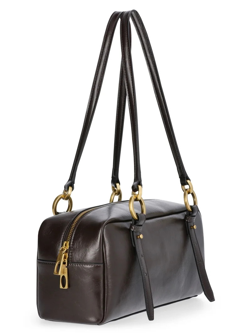 Scoop Women's Faux Suede Top Handle Shoulder Bag, Brown | Walmart (US)