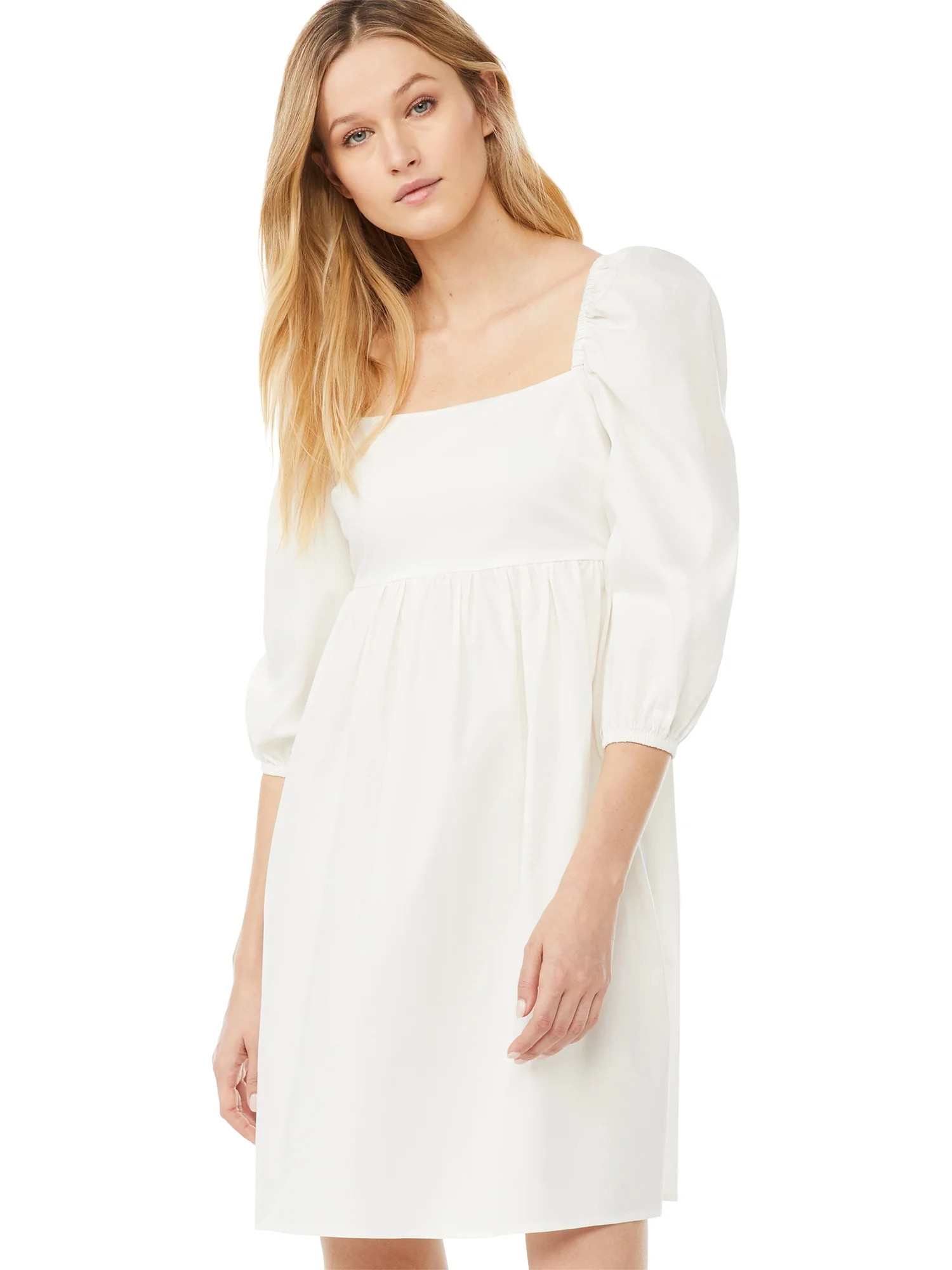 Scoop Women's Babydoll Dress with Puff Sleeves | Walmart (US)