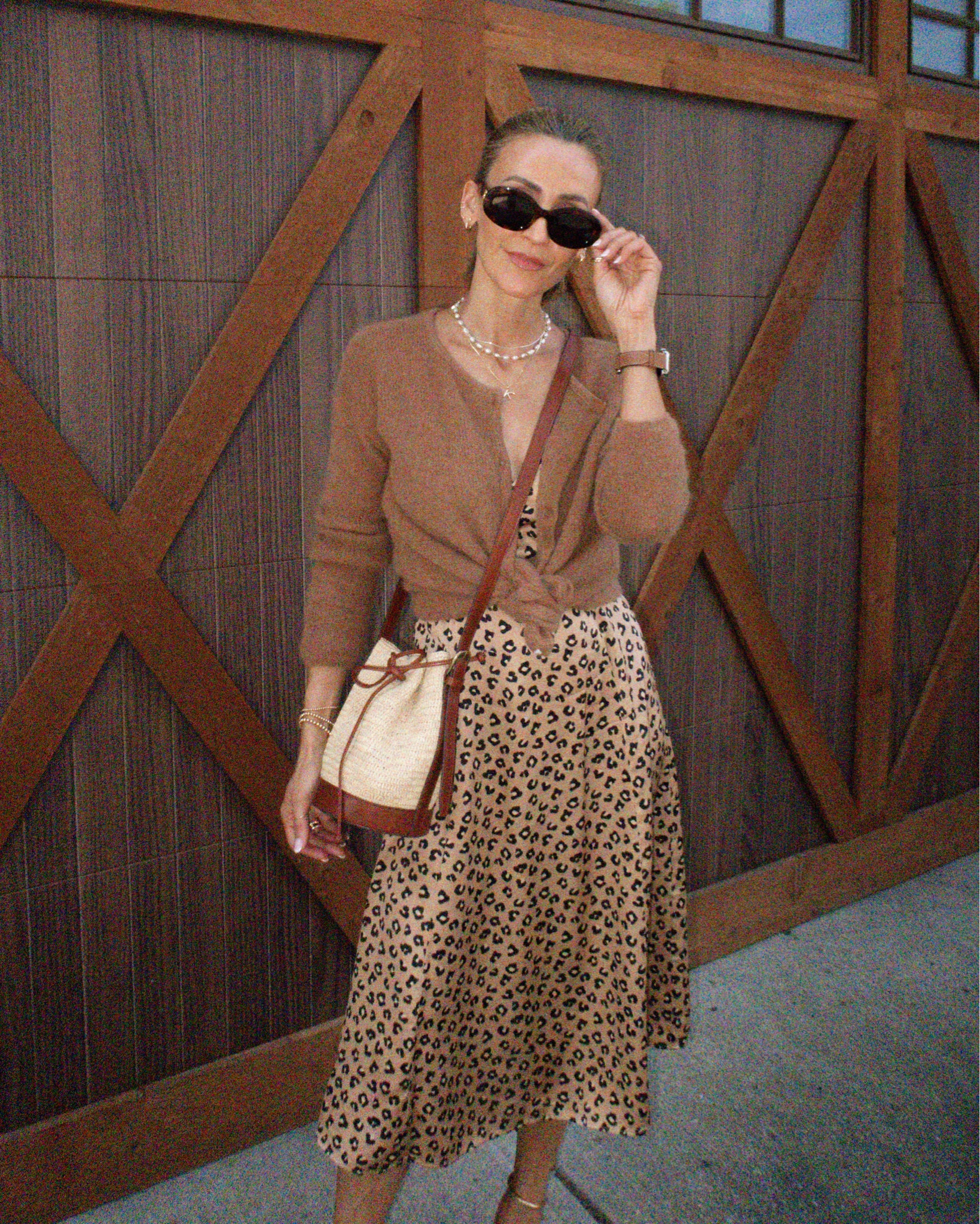 Sezane slip dress tts/2 
wool and angora cardigan, boxy fit/xs
Raffia mini bag, super roomy and adjustable strap. 

#LTKstyletip #LTKitbag #LTKeurope