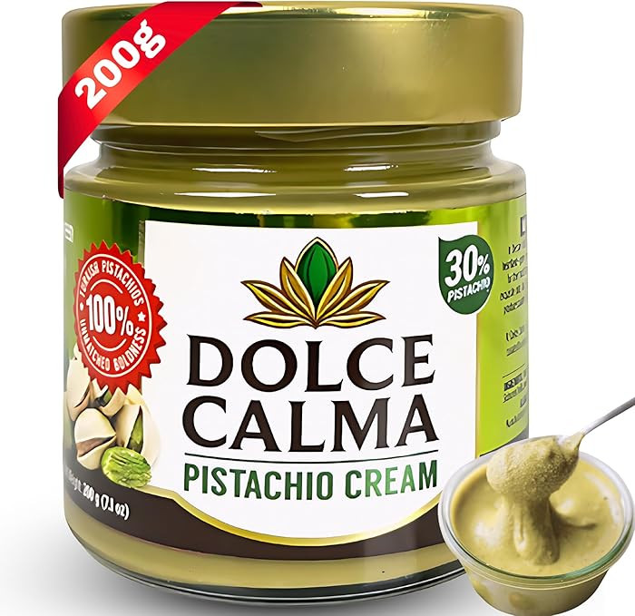 Dolce Calma Premium Pistachio Cream Spread 200 g (7 oz) - Glass Jar - 30% Pistachios - Authentic ... | Amazon (US)
