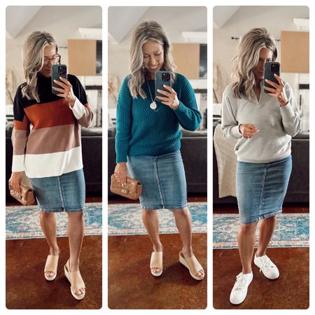 ✨MODEST CASUAL AMAZON WINTER OUTFITS✨All of these sweaters are light enough to be perfect for going into the Spring! 

1️⃣ Neutral Colorblock Sweater Tunic- This is probably the softest top I own. It’s now in my top favorites! Love the colors of this one and the longer length. Would be so cute with tights and a pencil skirt or black boots with this denim skirt too.

2️⃣ Teal crochet sweater- comes in 12 other colors and is $10 off today! It’s so pretty and feminine!

3️⃣ Gray zipper pullover sweater jacket- this sweater comes in 16 other colors and is 15% off today. This one makes the perfect every day casual outfit or athletic wear! 

Got all three in size medium. 

How to find: 
1️⃣ Will have direct links in my stories
2️⃣ Shop from the link in my bio or visit my shop page on LTK @jackiemariecarr_
3️⃣ Comment LINK to shop from your inbox

casual outfits, every day outfit ideas, modest outfits inspo, feminine style, how to style a skirt, winter to spring transitional outfits, Amazon fashion, affordable style, outfits for moms over 30, mom style, mom fashion blogger, casual OOTD, fashion under $50, 

#LTKfindsunder50 #LTKstyletip #LTKMostLoved