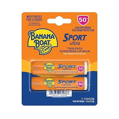 Banana Boat Sport Ultra SPF 50 Lip Sunscreen Twin Pack | SPF Lip Balm Pack, Banana Boat Lip Balm ... | Amazon (US)