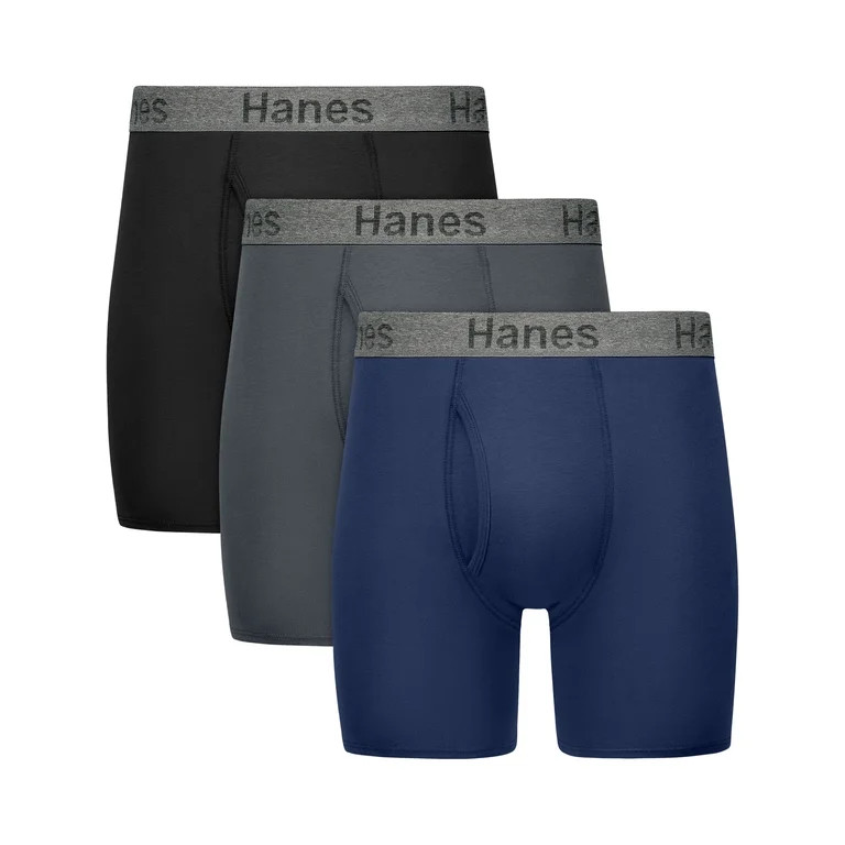 Hanes Men's Boxer Brief Underwear Pack with Stay Dry Pouch, Cotton Stretch, Assorted, 3-Pack | Walmart (US)