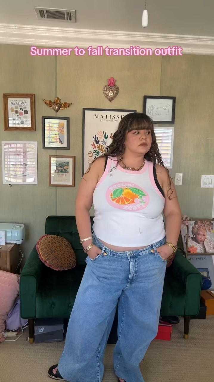 Plus size summer to fall transition outfit, pink, pink outfit, jeans and tee

#LTKFindsUnder50 #LTKMidsize #LTKPlusSize